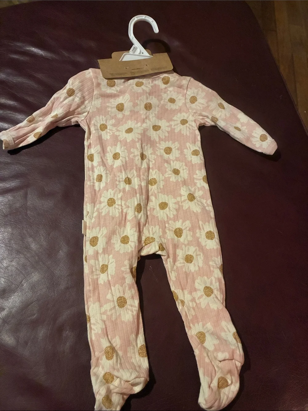 Rabbit + Bear Organic Pink Floral Footie with Headband